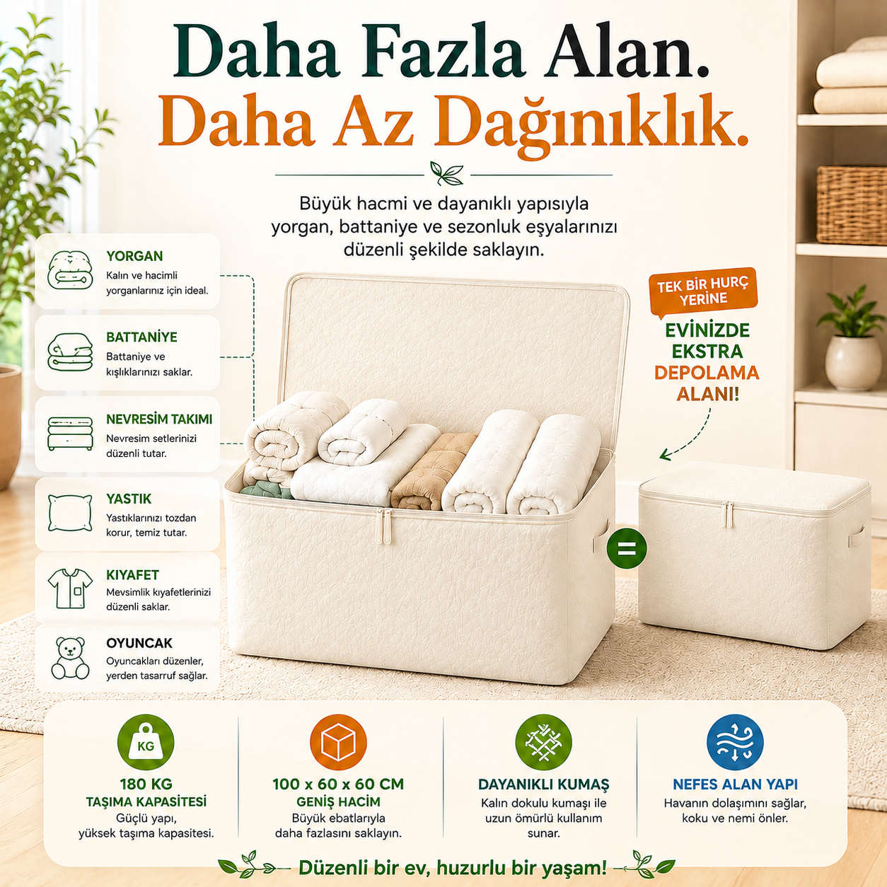 Biva Home Büyük Hacimli Saklama Hurcu