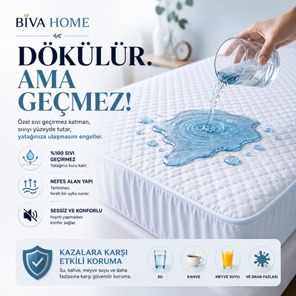 BİVA Yumuşak Kapitoneli Bambu Pamuk Lüks Yatak Koruyucu Sıvı Geçirmez Çift Kişilik Alez